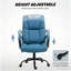 Fauteuil de direction confortable en tissu bleu avec accoudoirs rembourrés, conception ergonomique et roues pivotantes pour le bureau à domicile-1588746163