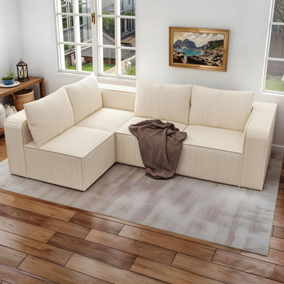 Balconera 136.2" Oversized Deep Modular Sectional Sofa, Cloud Couch 4-Seat Sofa With Pillows Corduroy Sectional Couches