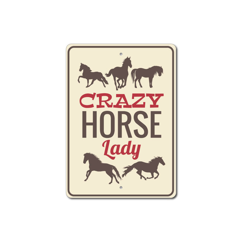 Plaque en aluminium Crazy Horse Lady, H 18 po x l 12 po x P 0,06 po