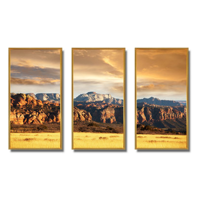 Parc national de Zion, Utah, États-Unis, ensemble de 3 toiles encadrées