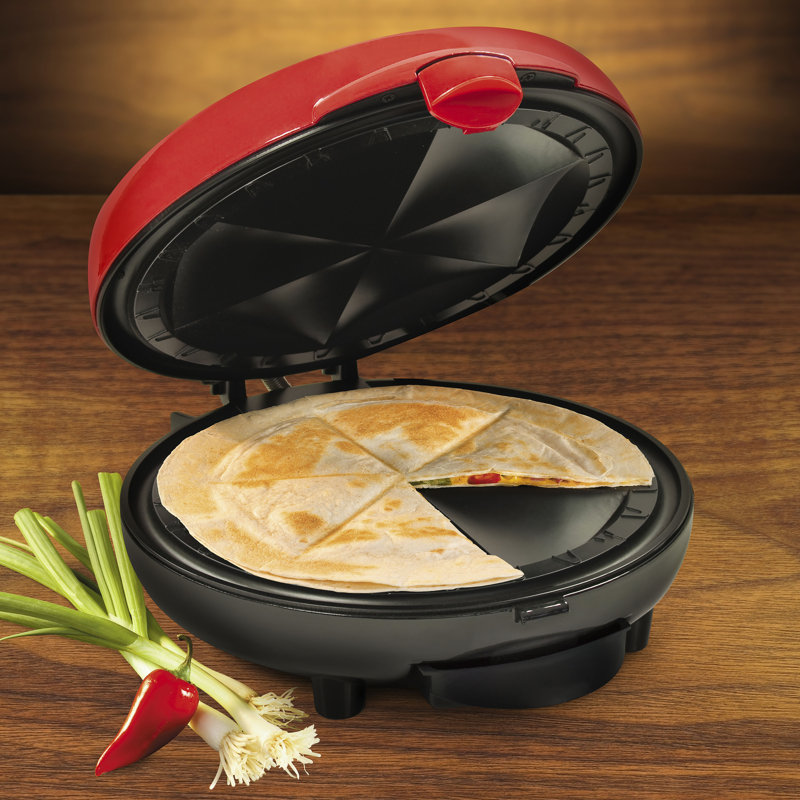 6-Wedge Electric Quesadilla Maker with Extra Stuffing Latch