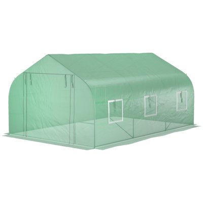 11.5' X 10' X 7' Walk-In Greenhouse, Tunnel Green House With Zippered Mesh Door And 6 Mesh Windows, Gardening Plant Hot House With Galvanized Steel Frame