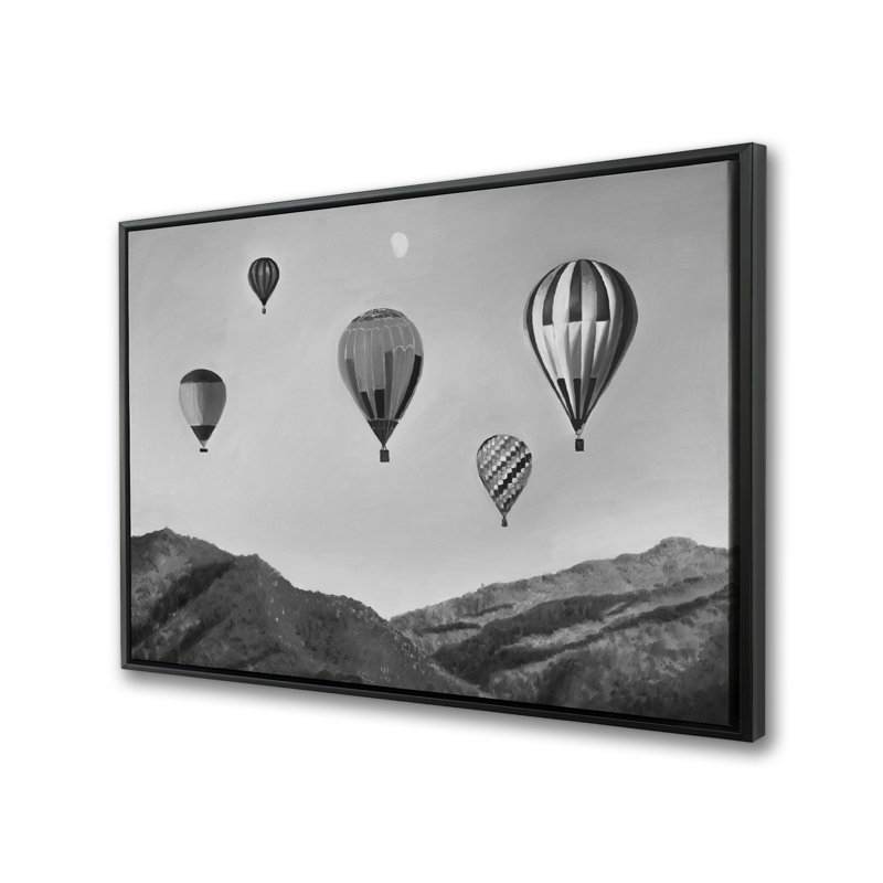 Art sur toile, paysage en montgolfière grise