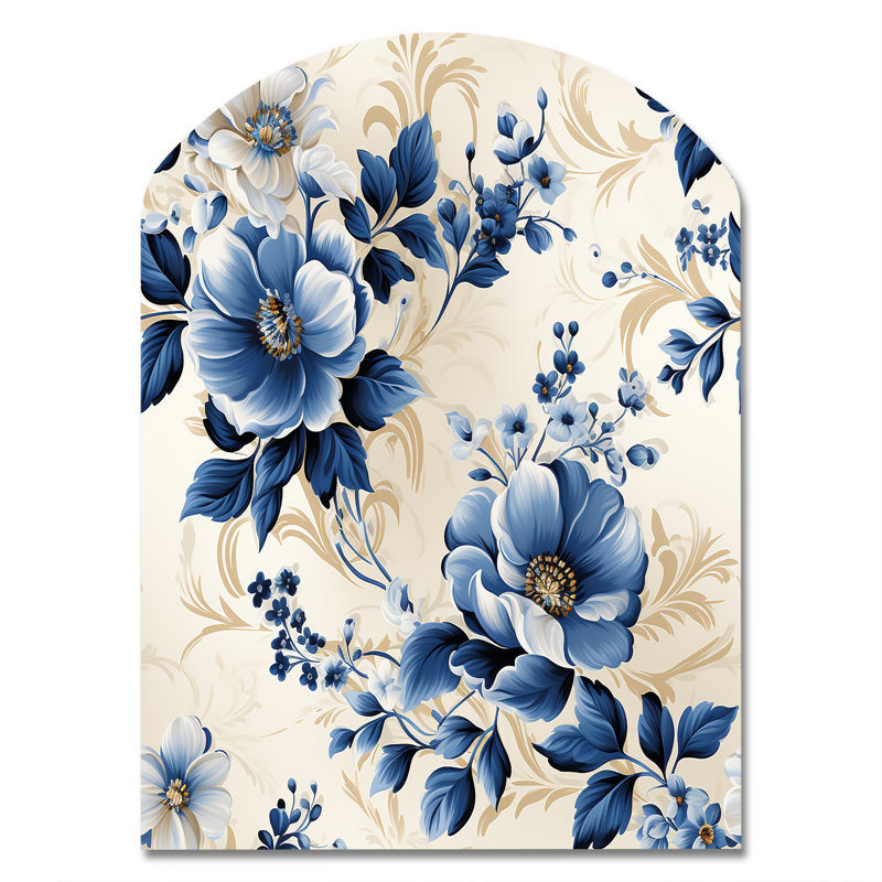 Bromley - Décoration murale asymétrique en métal à motif floral, sculpture murale en arche, H 34 po x l 25 po