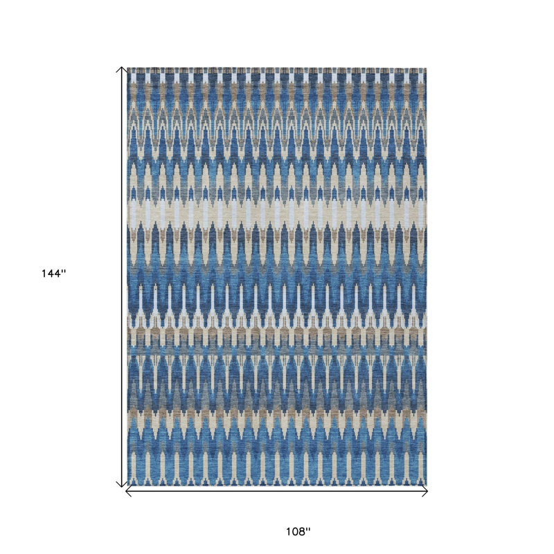 Tapis intérieur lavable 9 pi x 12 pi bleu marine et ivoire Southwestern