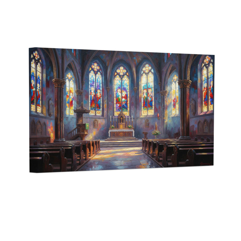 Paysage et nature, vitraux d'églises, art intérieur, H 12 po x l 18 po