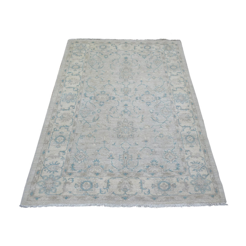 Tapis oriental noué à la main 4 po x 5 po x 9 po blanc délavé ivoire Peshawar 70D3F52F397740699F7B7FFED3F55D29