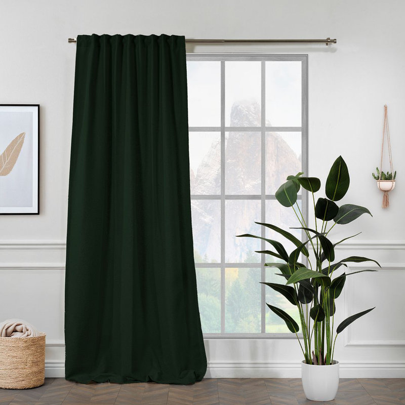 Rideau décoratif très long et très large en polyester, Vert canard, L 52 po x L 95 po
