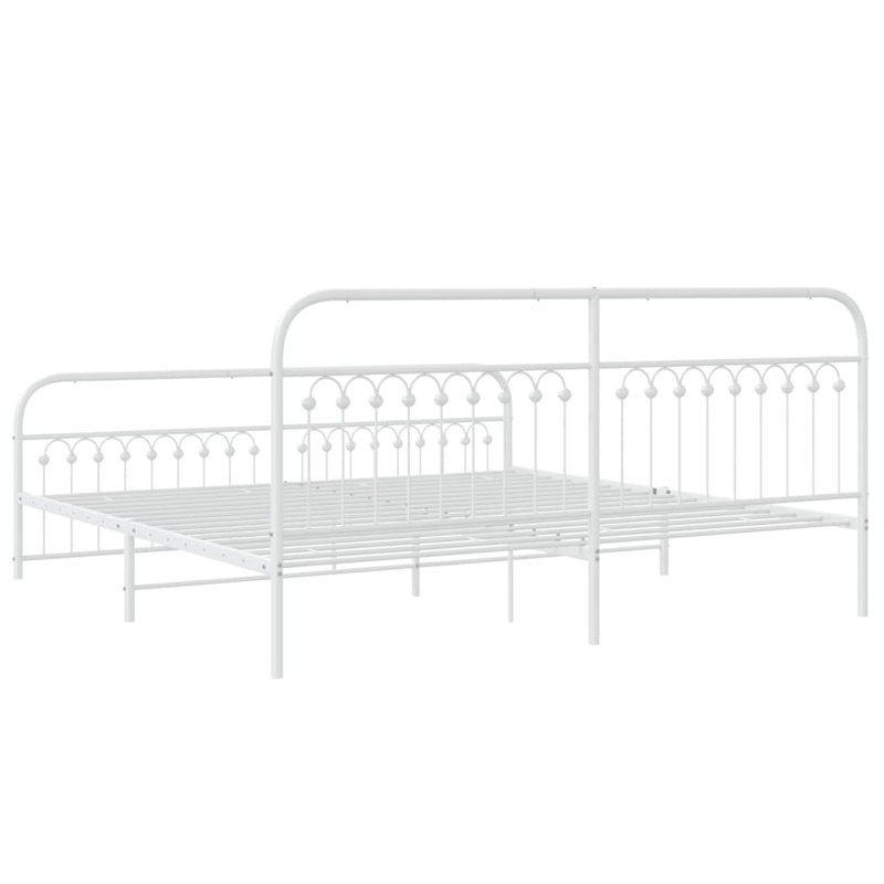 Vidaxl Bed Frame with Metal Headboard, 183cm x 203cm, White 1