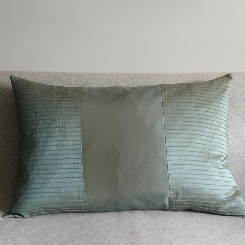 Colter Striped Rectangular Cushion, Mint Blue
