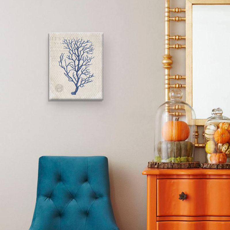 « marine blue corail », reproduction sur toile tendue, H 14 po x l 11 po x P 1,5 po
