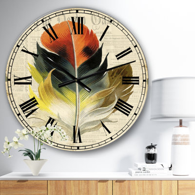 Horloge murale surdimensionnée colorée Elegant Feather III