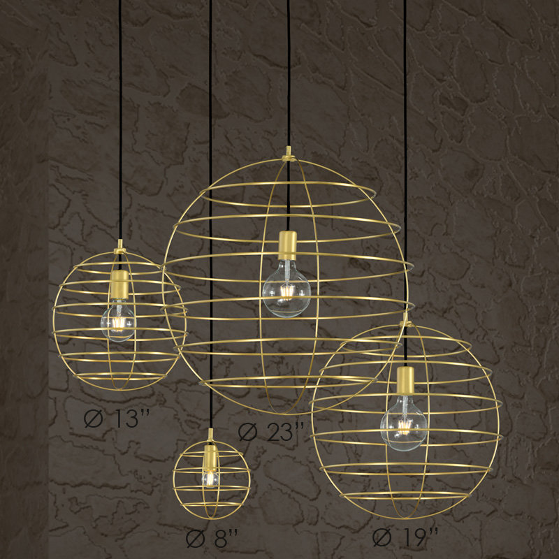 Sphere 1 -Light Single Globe Pendant, Brass, 13.75" H x 13.75" W x 13.75" D