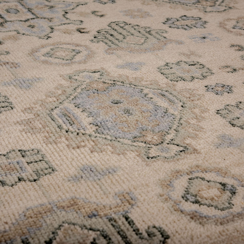Tapis rectangulaire en laine noué à la main, Rectangle 4 pi 6 po x 9 pi