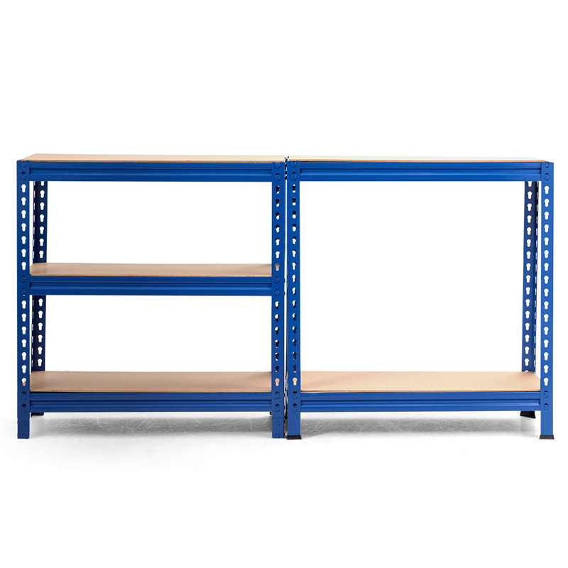 Newquay Metal + MDF Board Shelving Unit, 60" H x 30" W x 12" D, Brown/Navy