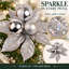 Décorations de Noël en forme de poinsettia à paillettes argentées (lot de 12)-1378657540