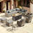 13 Piece Patio Sectional Furniture With Swivel Rocking Chairs, Rattan Wicker Coversation Set With Glowing Coffee Table, Outdoor Sofa Set With Fire Pit For Outside Porch Balcony Backyard Pool-2140750615