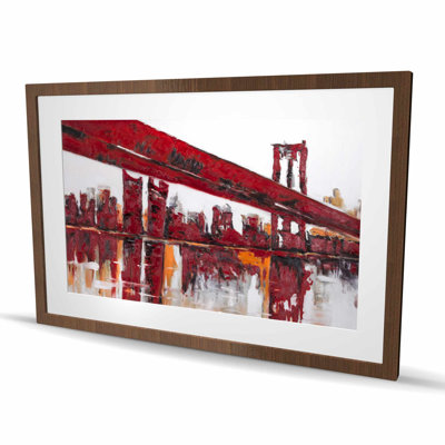 Pont rouge - décor de salon blanc mat