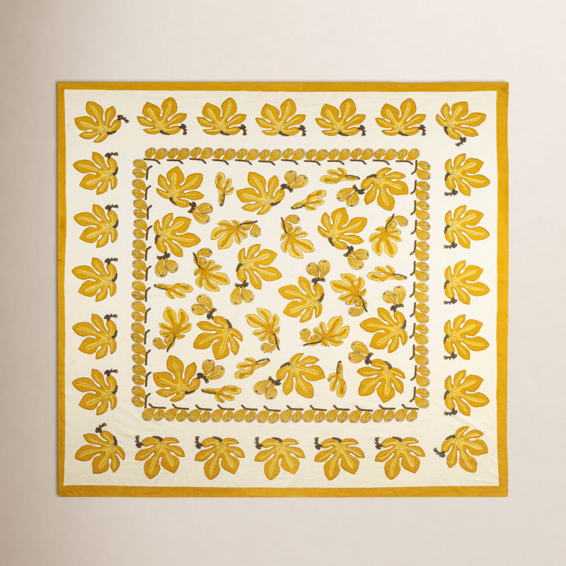 Nappe Debarata, 71 po carré, Jaune / blanc