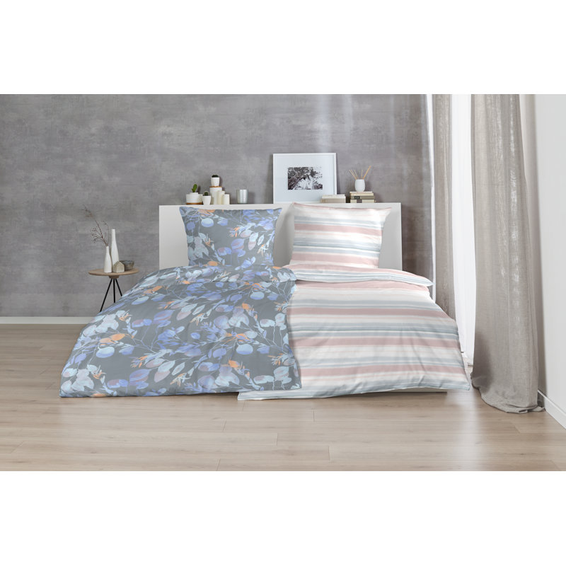 Tescott 144 TC, 155 x 220cm- 1 pillowcase 80 x 80cm, Light blue