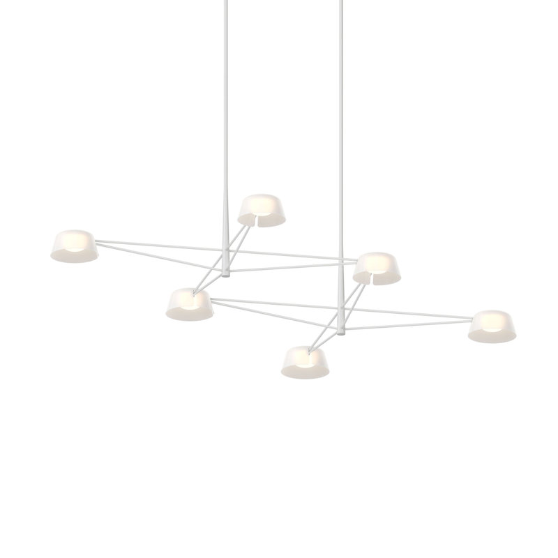 Ray 6 - Light LED Chandelier, Oxide Red, Opal White