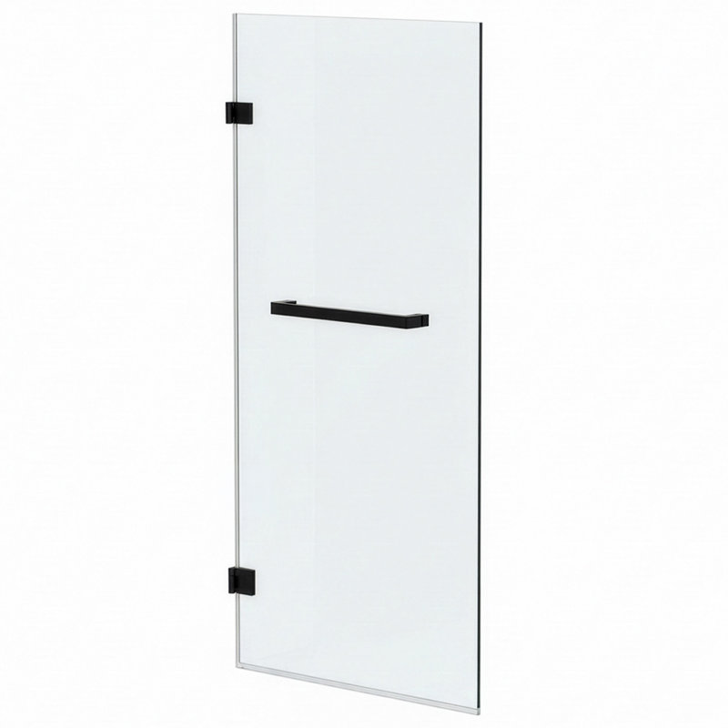 Porte de baignoire pivotante sans cadre Fines Fixtures 28 po x 58 po, noir mat, Noir
