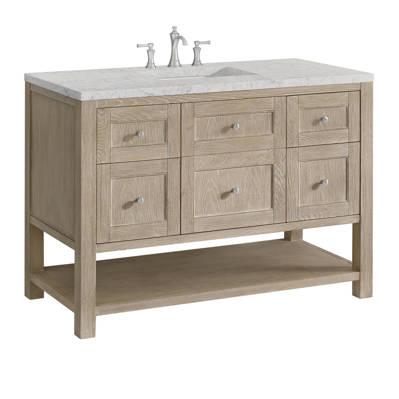 Breckenridge 48'' W Single Vanity, Eternal Jasmine Pearl, 8" Widespread, Whitewashed Oak