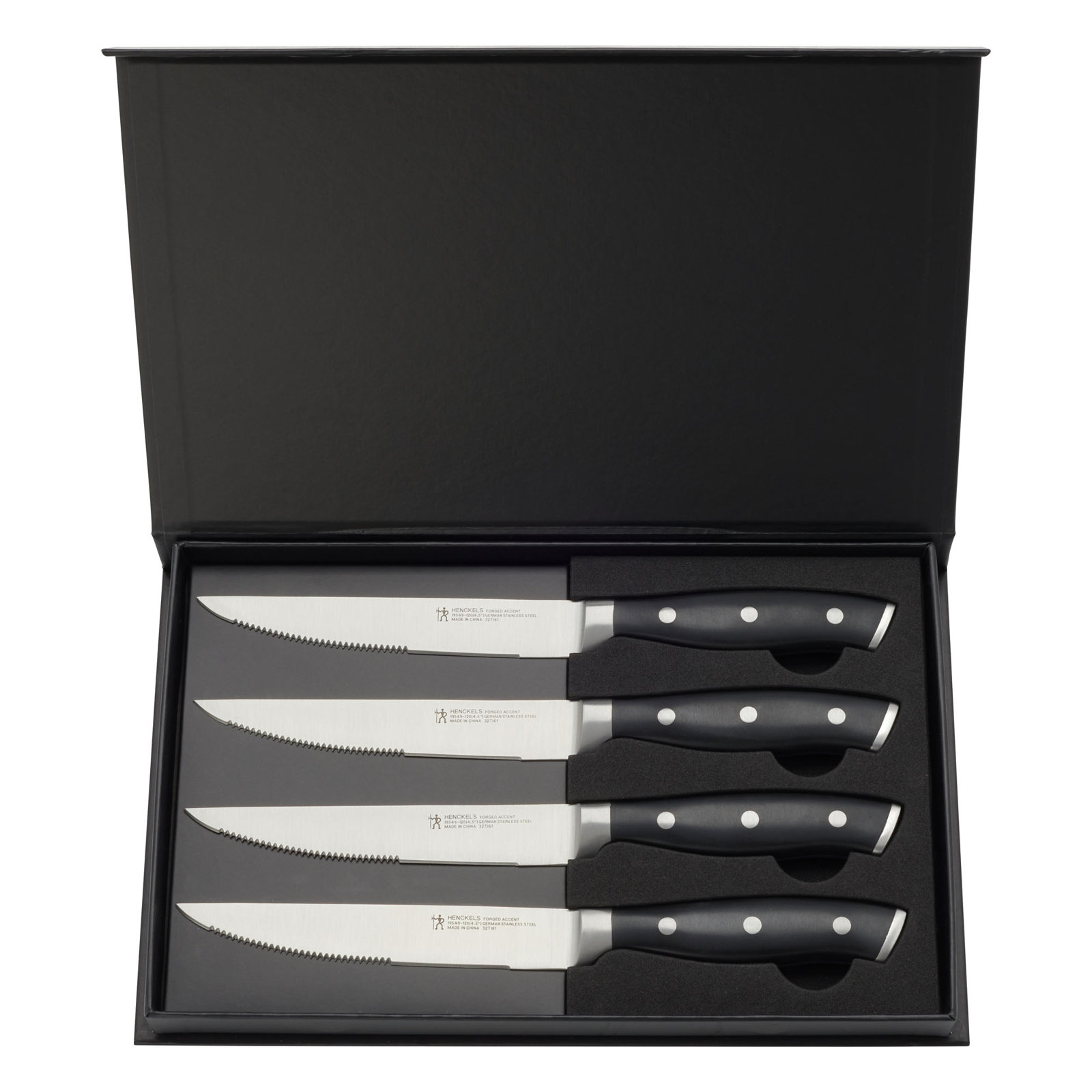HENCKELS Forged Accent Set of 4 Steak Knife Set, German Engineered Informed by 100+ Years of Mastery, Black