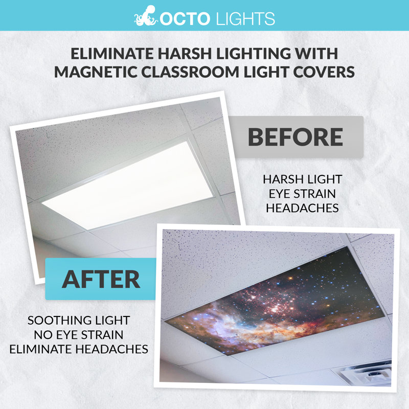Astronomie - Couvercle de lampe fluorescente magnétique pour plafonniers de classe - 2 x 4 - par Octo Lights