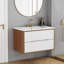 Meuble-lavabo mural 32 po avec lavabo en céramique et tiroirs doubles à fermeture en douceur