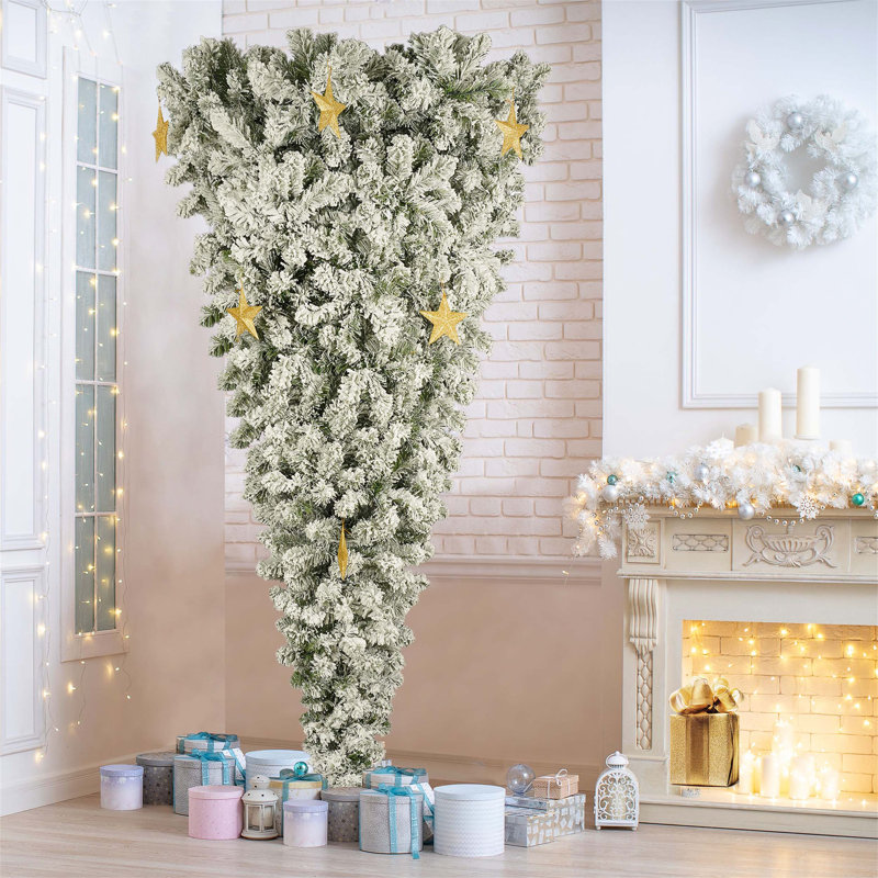 Upside Down Artificial Christmas Tree with White Needles