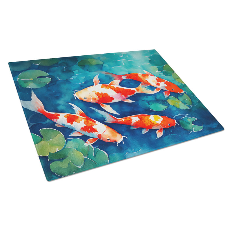 Koi Fish Glass Cutting Board Large