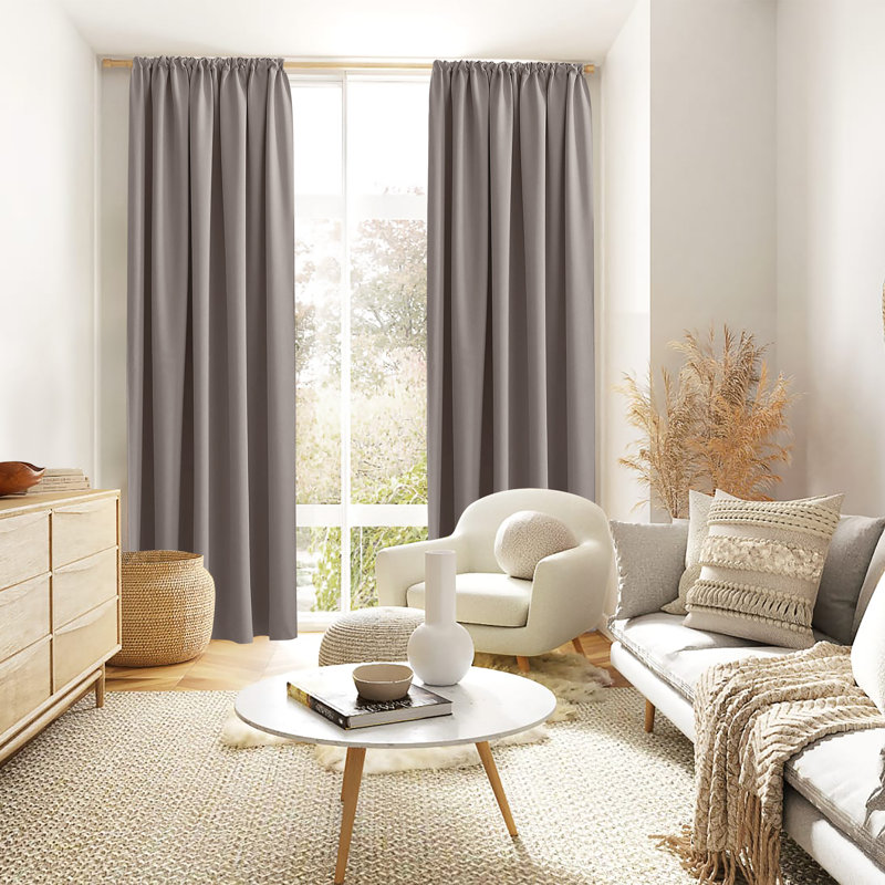 Cormican 100% Linen Blackout Curtain Pair, Gray, 52" W x 96" L