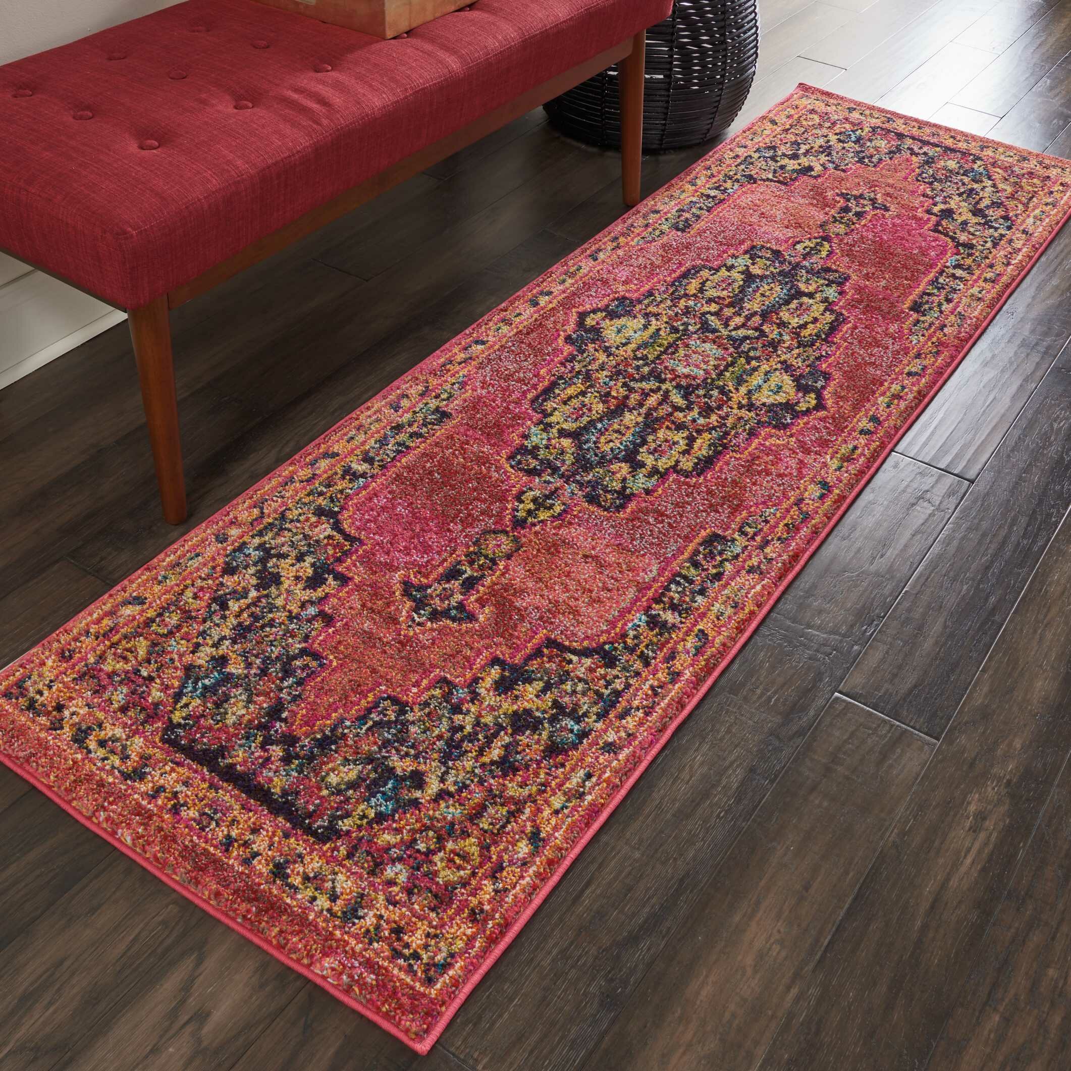 World Menagerie Lundy Traditional Medallion Dark Pink Area Rug & Reviews