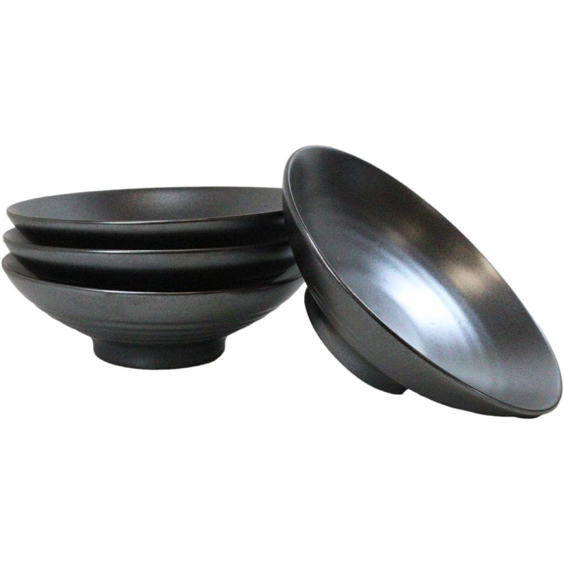 Ensemble de 4 grands bols à soupe en céramique Tetsu Kesho noir 36 oz