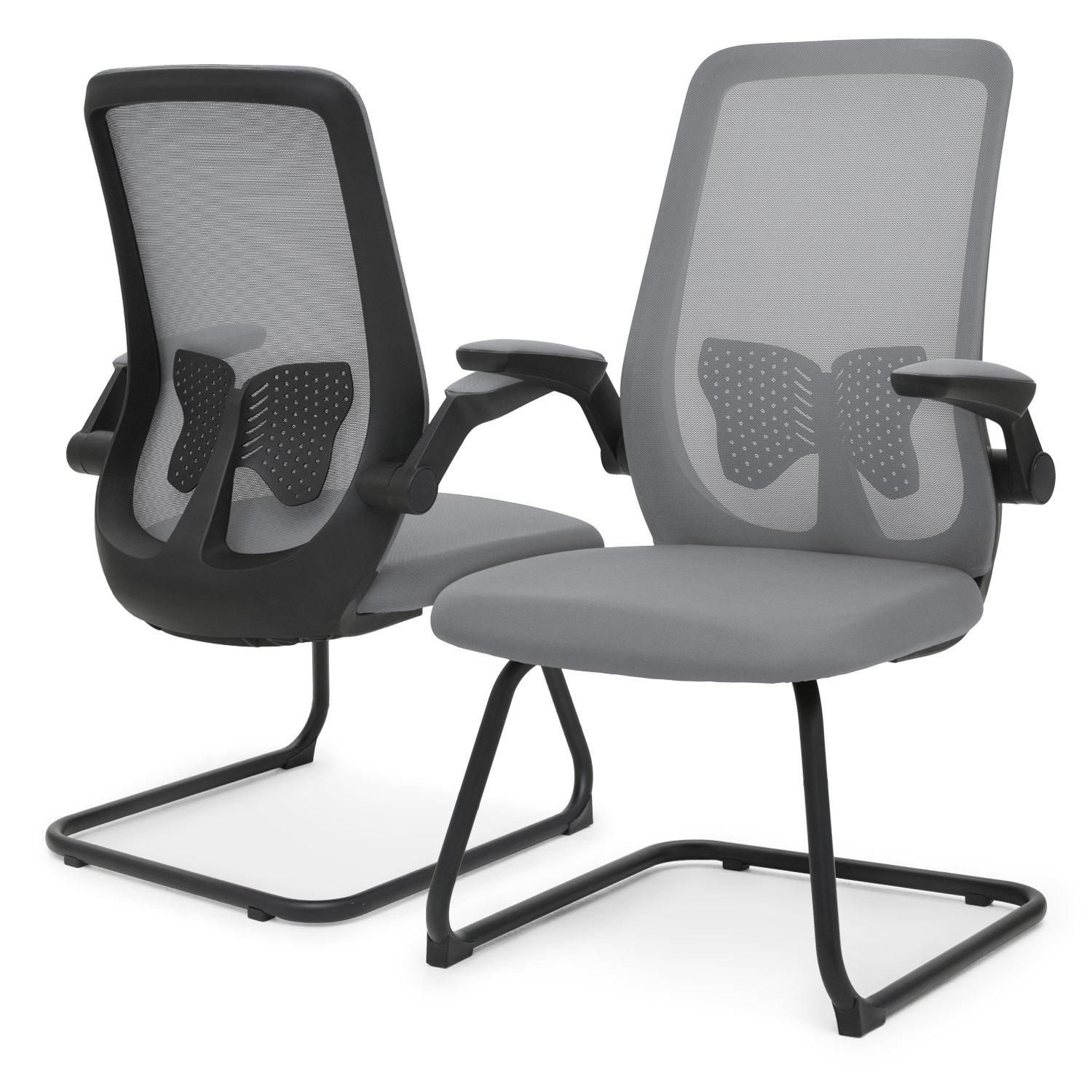 Ergonomic Task Chair, Mesh Office Seat with Lumbar Support Backrest & Flip-Up Arms Bring Home Furniture Upholstery Color: Gray