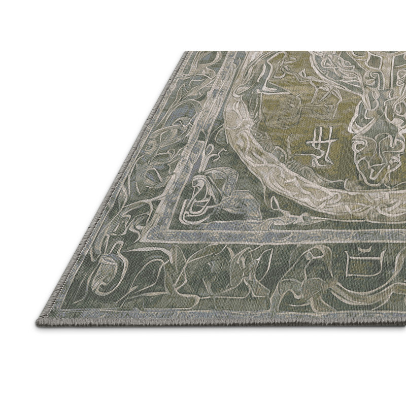 Tapis gris lavable à la machine, Rectangle 4 pi x 6 pi
