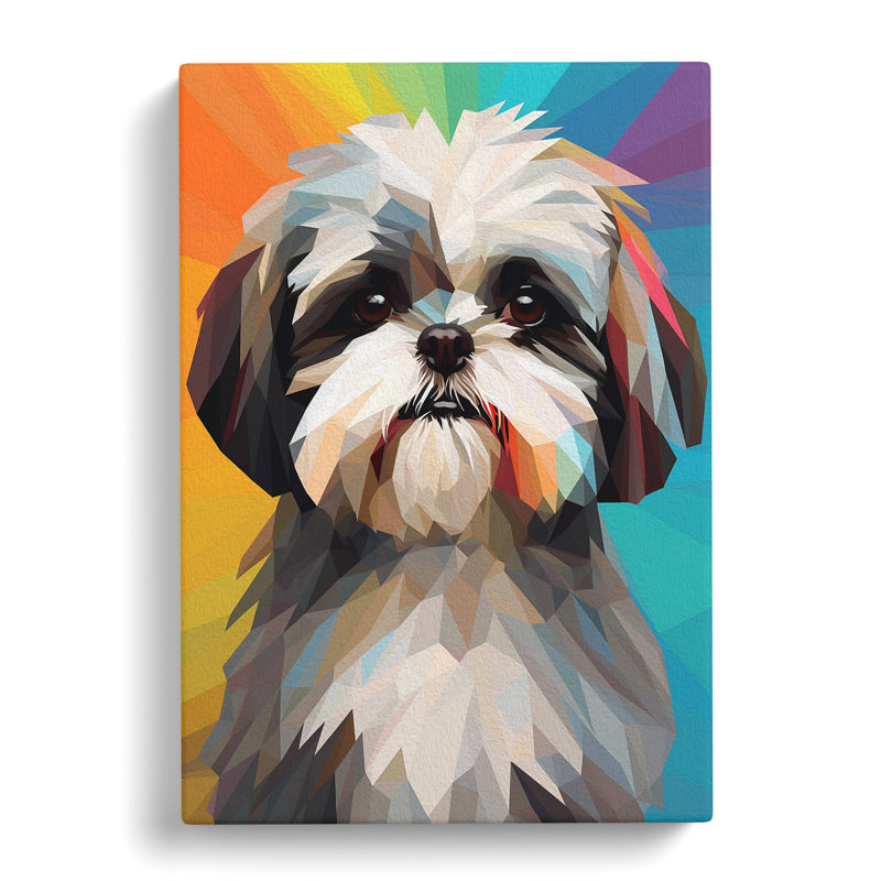 Shih Tzu Geometric No.2 - Wrapped Canvas, 76cm H x 50cm W x 3cm D