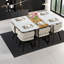 Ensemble de table de salle à manger élégant 7 pièces, faux marbre et velours, design moderne compact