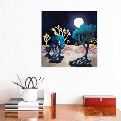 Desert Lake Moonlight - Wrapped Canvas Print