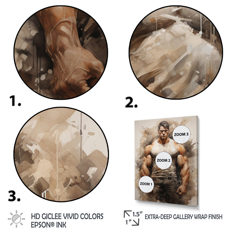 Musculation The Titans Pose - Sports Wall Art Living Room, H 32 po x l 16 po x P 1 po, Encadrement doré