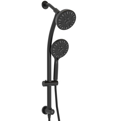 Système de double pomme de douche en nickel brossé: pomme de douche 4,7 po, douche à 7 poignées, pomme de douche à pluie coulissante et flexible, nickel, barre, acier inoxydable