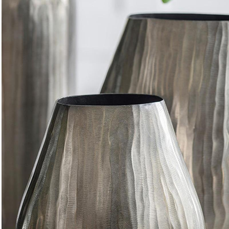 9.5x5.5x12" Aluminum Layered Chisel Oval Vase
