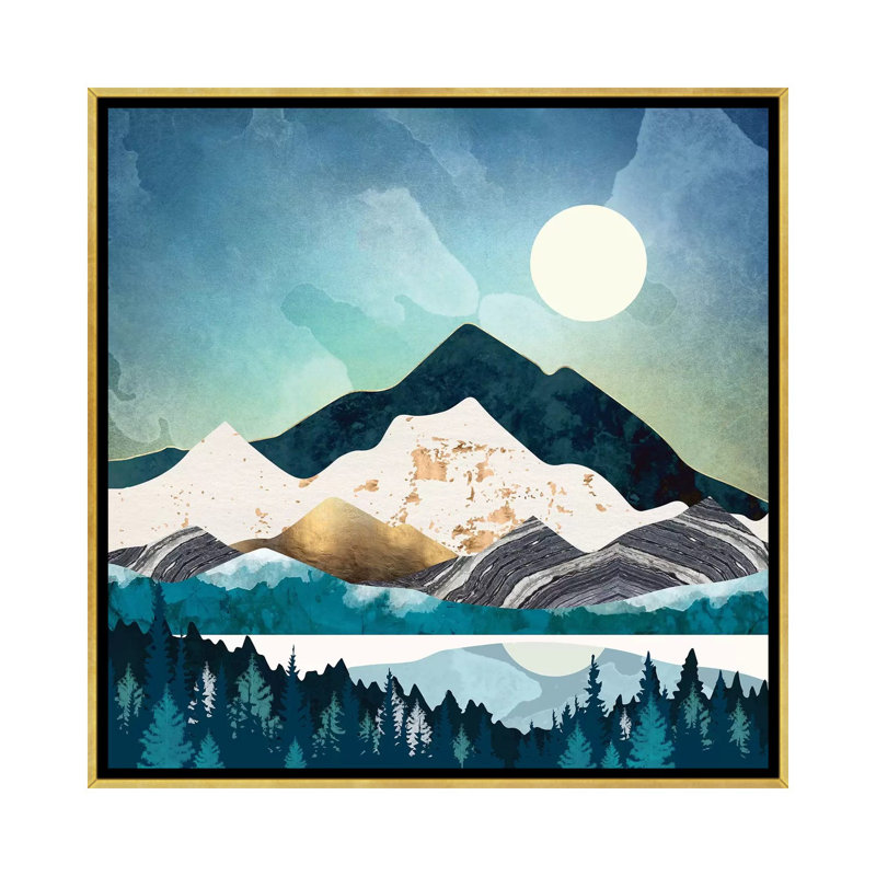 " Evening Forest ", 18" H x 18" W x 1.5" D, Gold Framed Canvas, No Mat