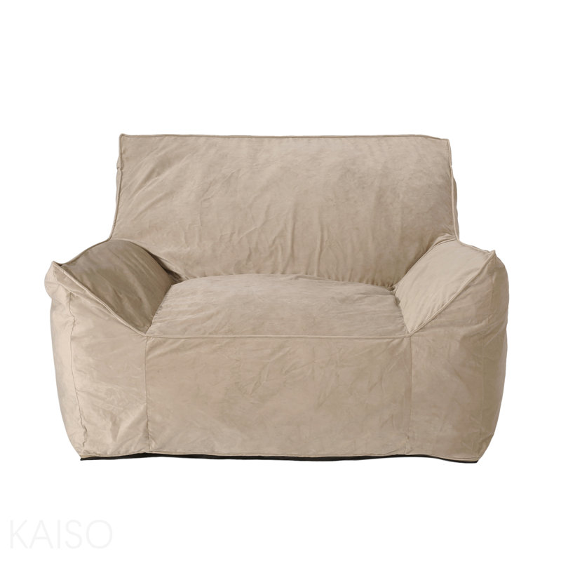 Fauteuil à billes en velours avec accoudoirs pour le salon - gris, Velours taupe