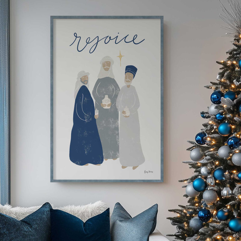 Crèche de Noël 24 po x 18 po, impression de crèche de Noël II dans un cadre de ciel électrique, Cadre opaque blanc