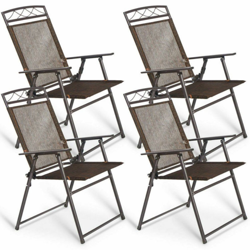 Ensemble de 4 chaises de patio pliantes en toile