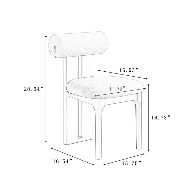 Nut-brown White Solid back side Chair(Set of 2)