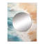 Bleu moderne et beige sable vue aérienne II - miroir décoratif sable de plage, grand miroir mural beige, impression d'art en métal-667410184