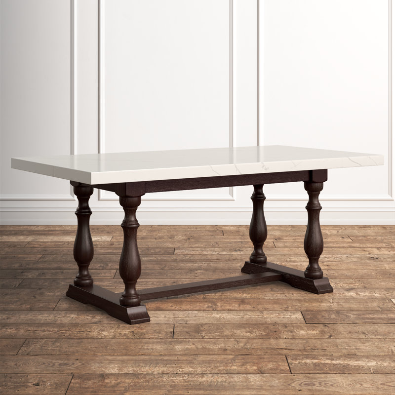 Espresso Elegance Rectangular Dining Table with White Marble Top